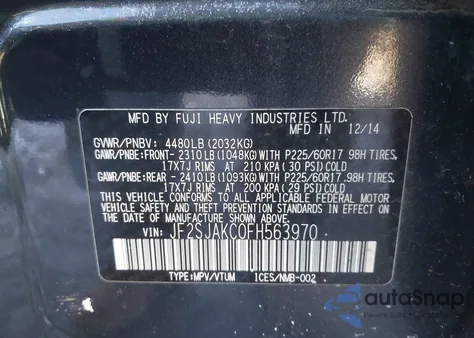 2015 Subaru Forester 2.5I Limited from USA, damaged, VIN JF2SJAKC0FH563970